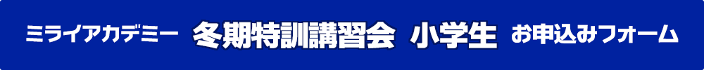 ミライアカデミー個別コース 冬期特訓講習会［小学生］お申し込みはこちらから